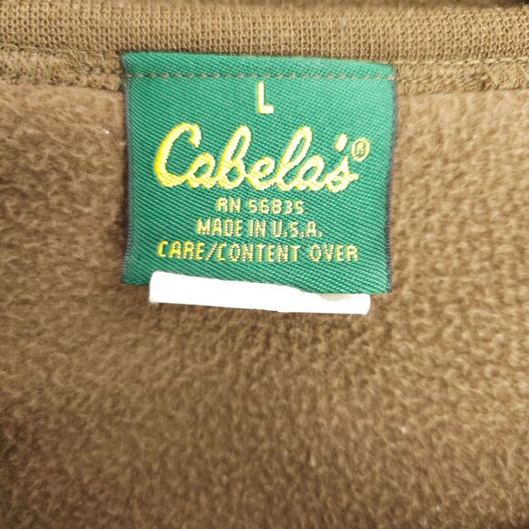 VTG Cabela's Mens Large Brown Pullover Long Sleeve Fleece Sweater Sweatshirt USA - Picture 3 of 7